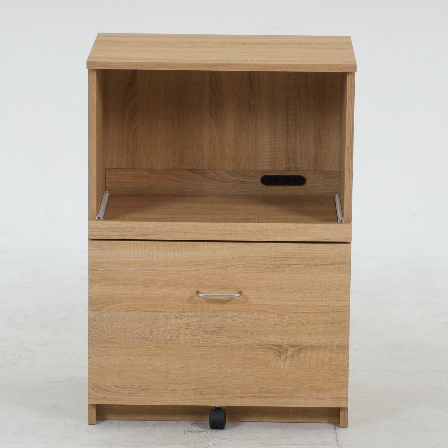 ユニット収納レンジボードナチュラルを正面からうつしている様子