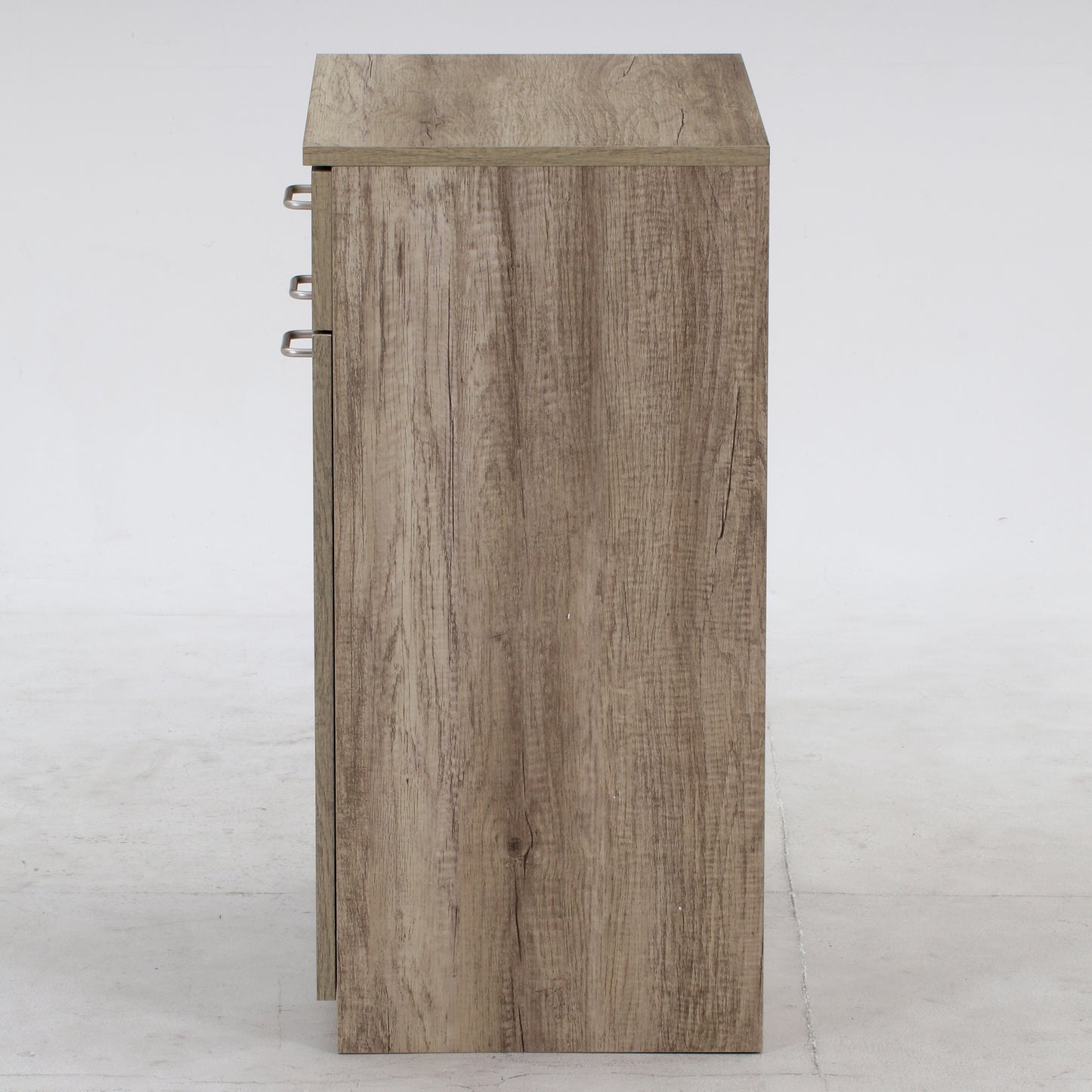 ユニット収納キャビネットグレーの側面をうつしている様子