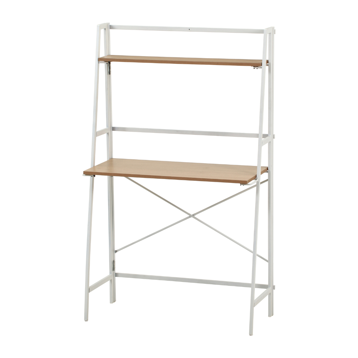 収納棚が付いた折りたたみ式のデスク