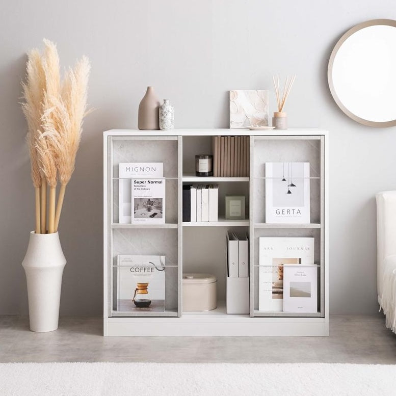 [幅96cm]スライド収納付本棚ラック