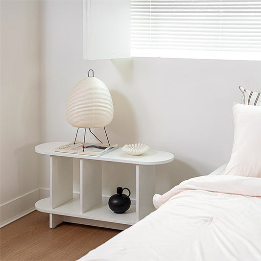 楕円形のホワイトの2段シェルフ