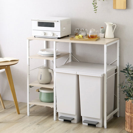 高さ調節可能な棚がついたゴミ箱上ラック