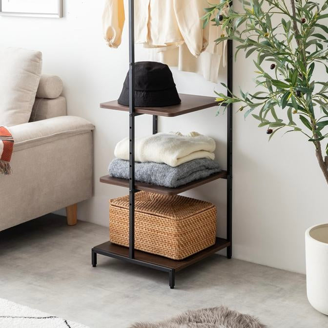 [幅40cm]棚付きスリムハンガーラック