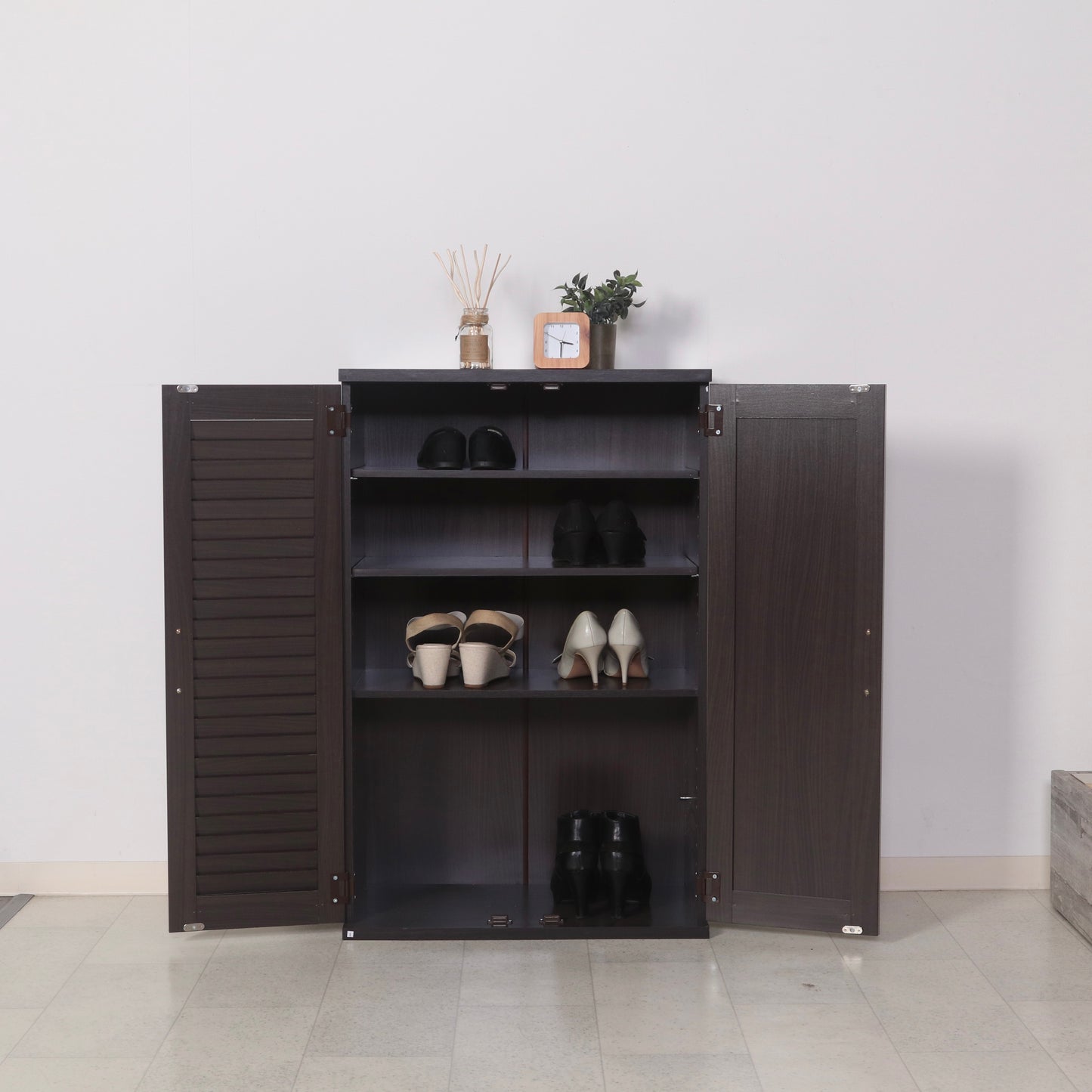 ミラー付きルーバーシューズボックス