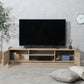 部屋のリビングにホワイトオークカラーの幅160cmのテレビボードが置いてある写真