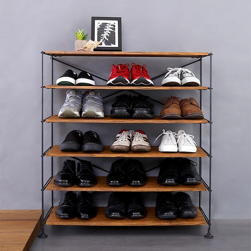 木目調シューズラック6段