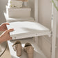 White pull-out shelf with sleek minimalist design and smooth edges from roomnhome エルパ突っ張りカスタムシェルフ