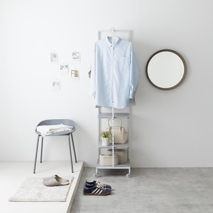 [幅40cm]棚付きスリムハンガーラック