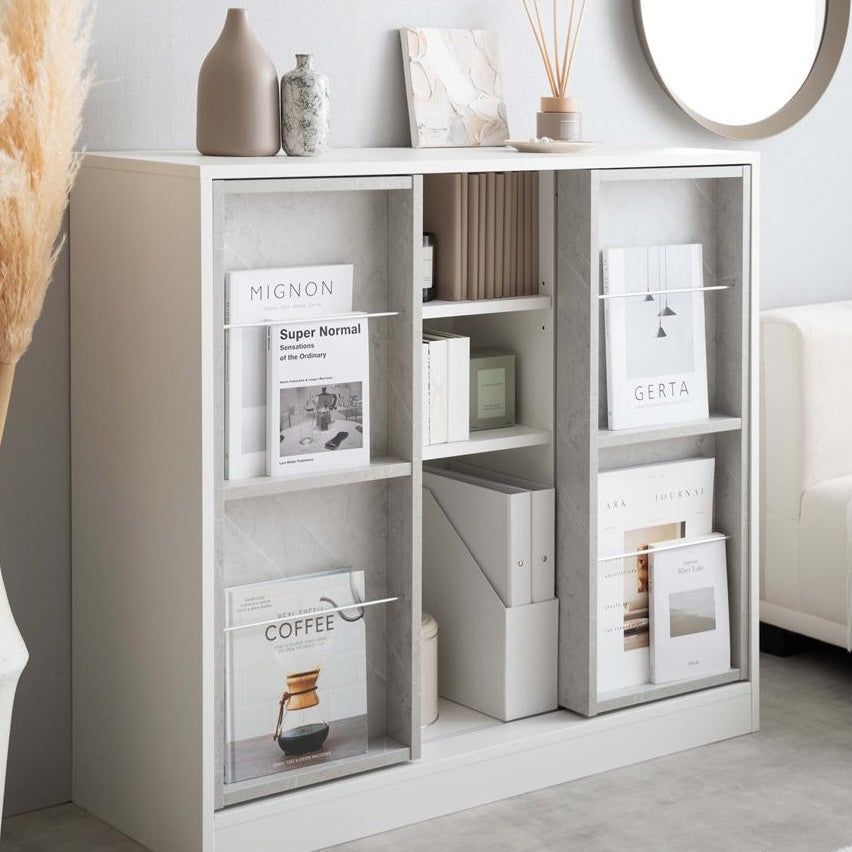 [幅96cm]スライド収納付本棚ラック