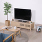 格子デザインのナチュラルウッドのテレビボードを部屋に置いている様子