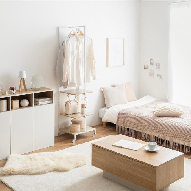 [幅40cm]棚付きスリムハンガーラック