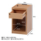 Light-colored wooden slim storage side table with outlet and precise dimensions in centimeters