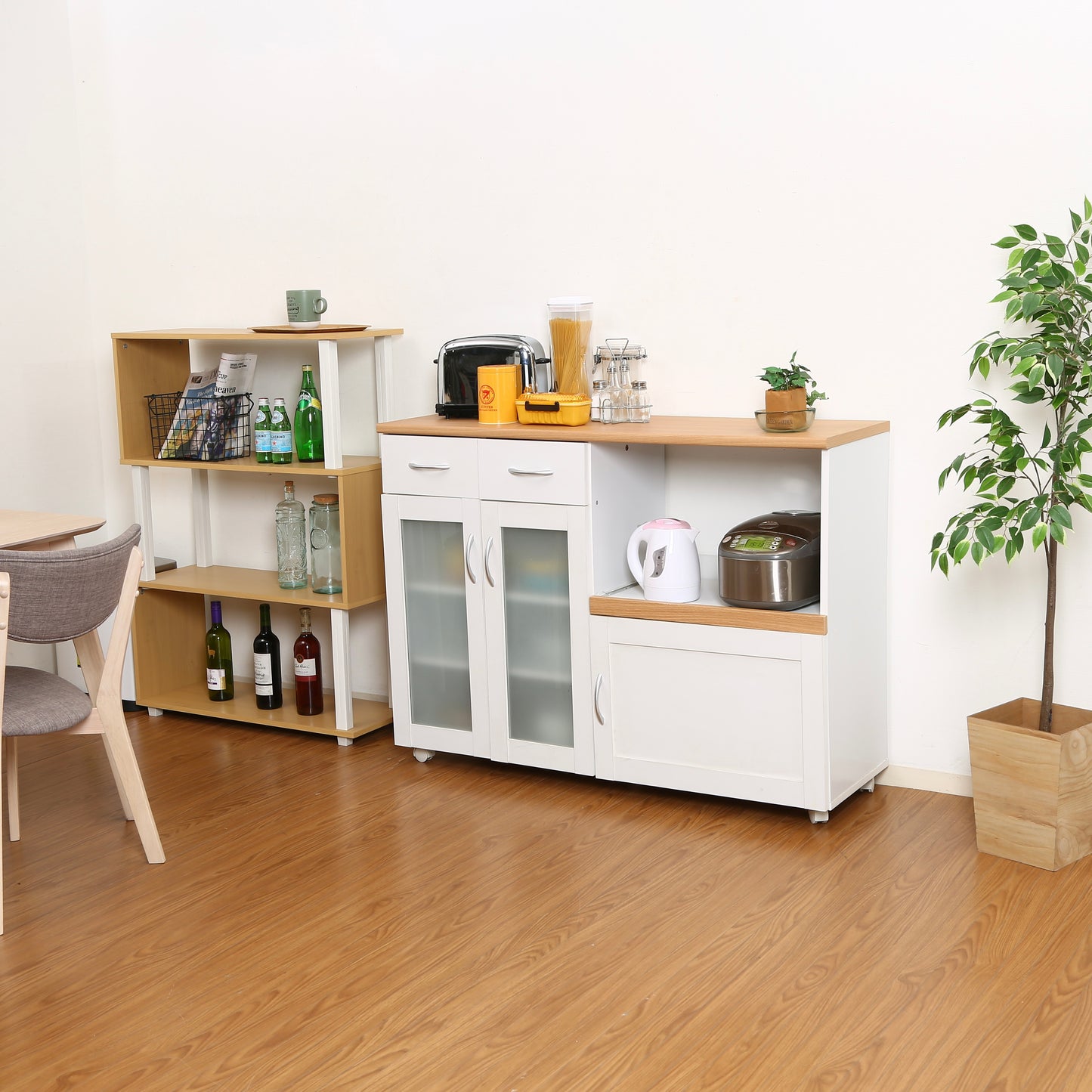 キッチンカウンター ホワイト×ナチュラル