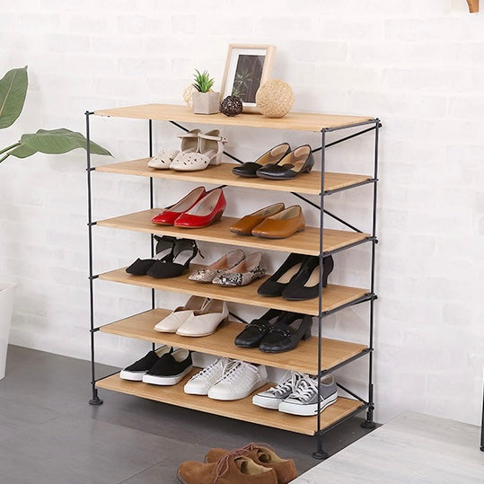 木目調シューズラック6段