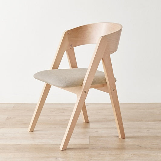 [2脚SET]天然木曲線ダイニングチェア