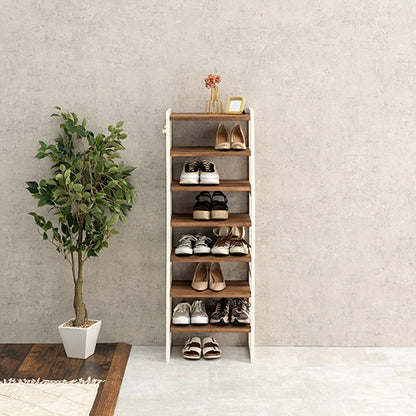 [幅45cm]可動棚ウッドシューズラック7段