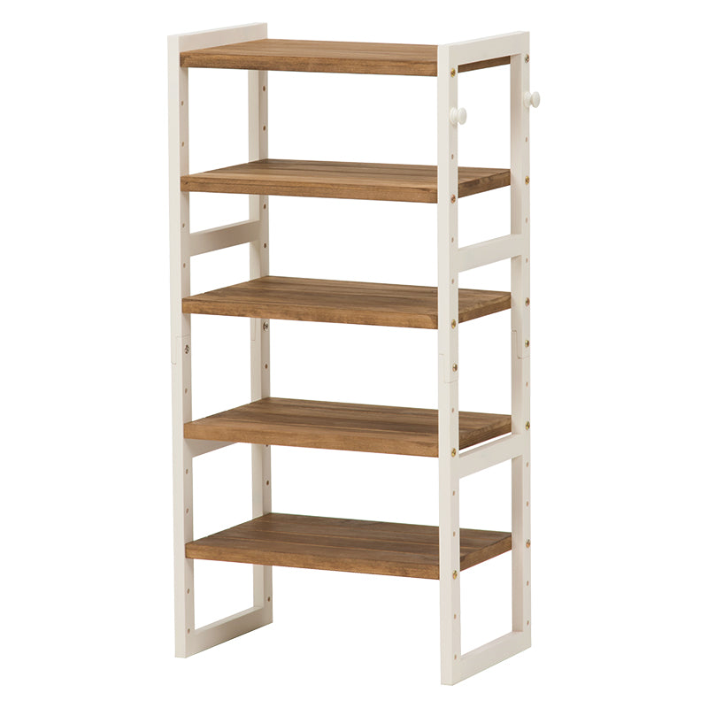 [幅45cm]可動棚ウッドシューズラック5段