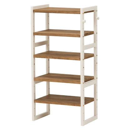 [幅45cm]可動棚ウッドシューズラック5段