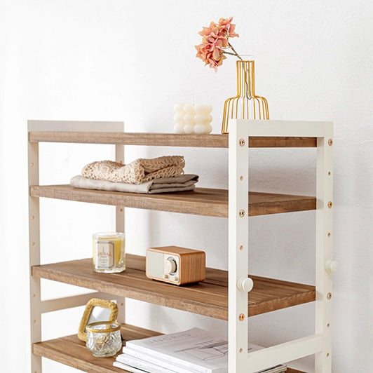 [幅45cm]可動棚ウッドシューズラック7段