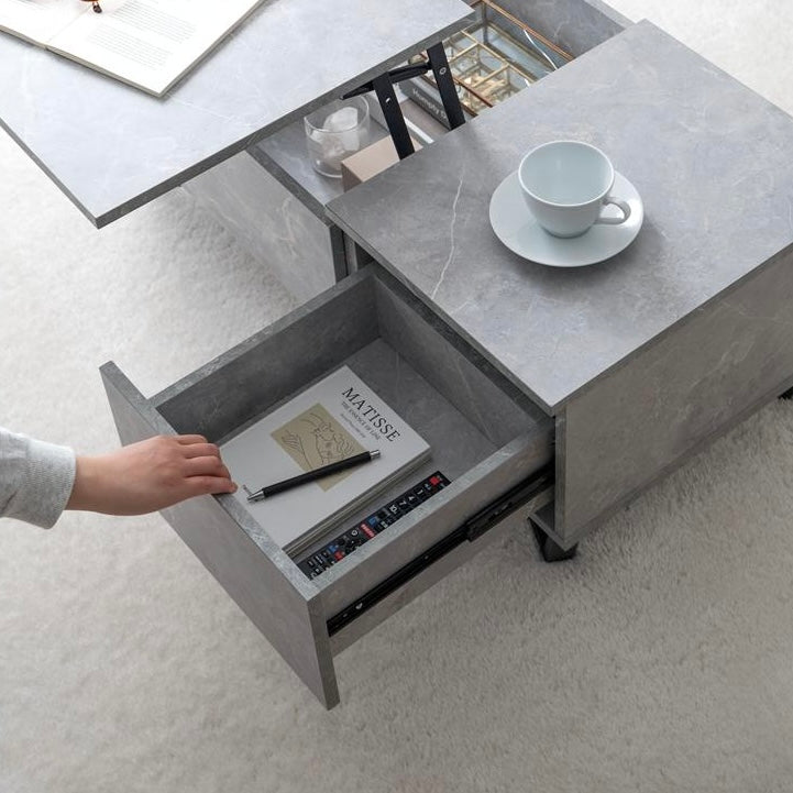 [幅90cm]昇降式引き出し付きセンターテーブル