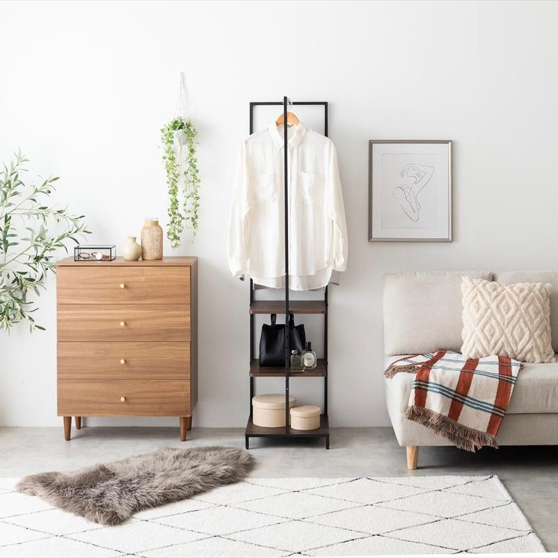 [幅40cm]棚付きスリムハンガーラック