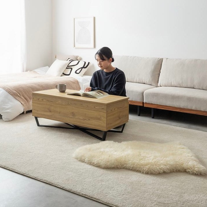 [幅90cm]昇降式引き出し付きセンターテーブル