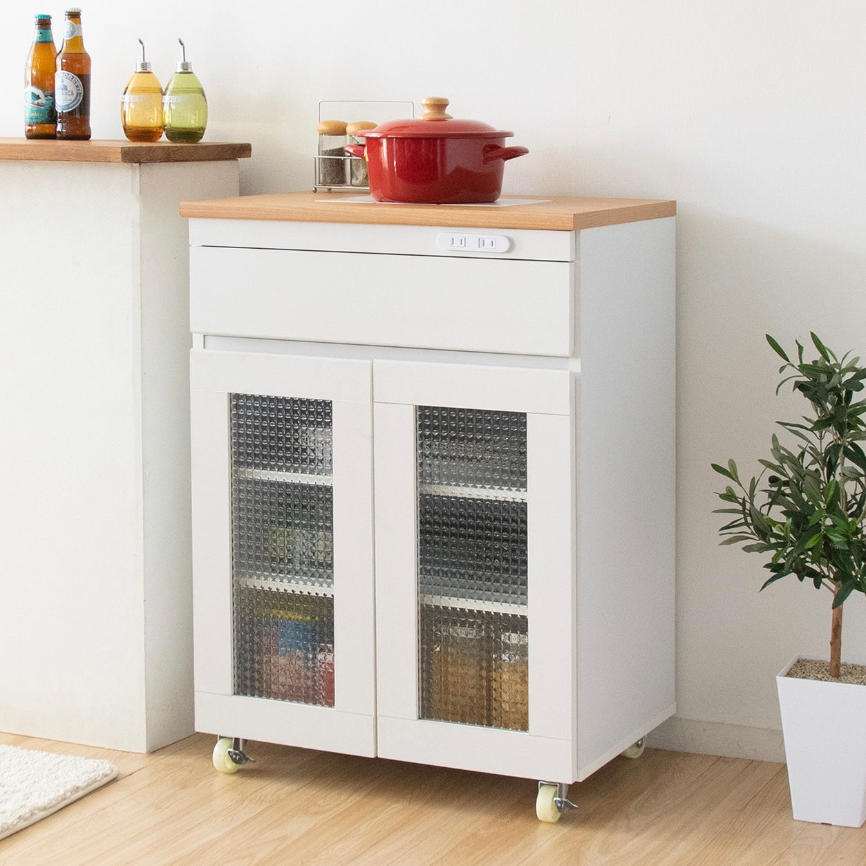 キャスター付きコンパクトキッチンキャビネット[幅60cm]