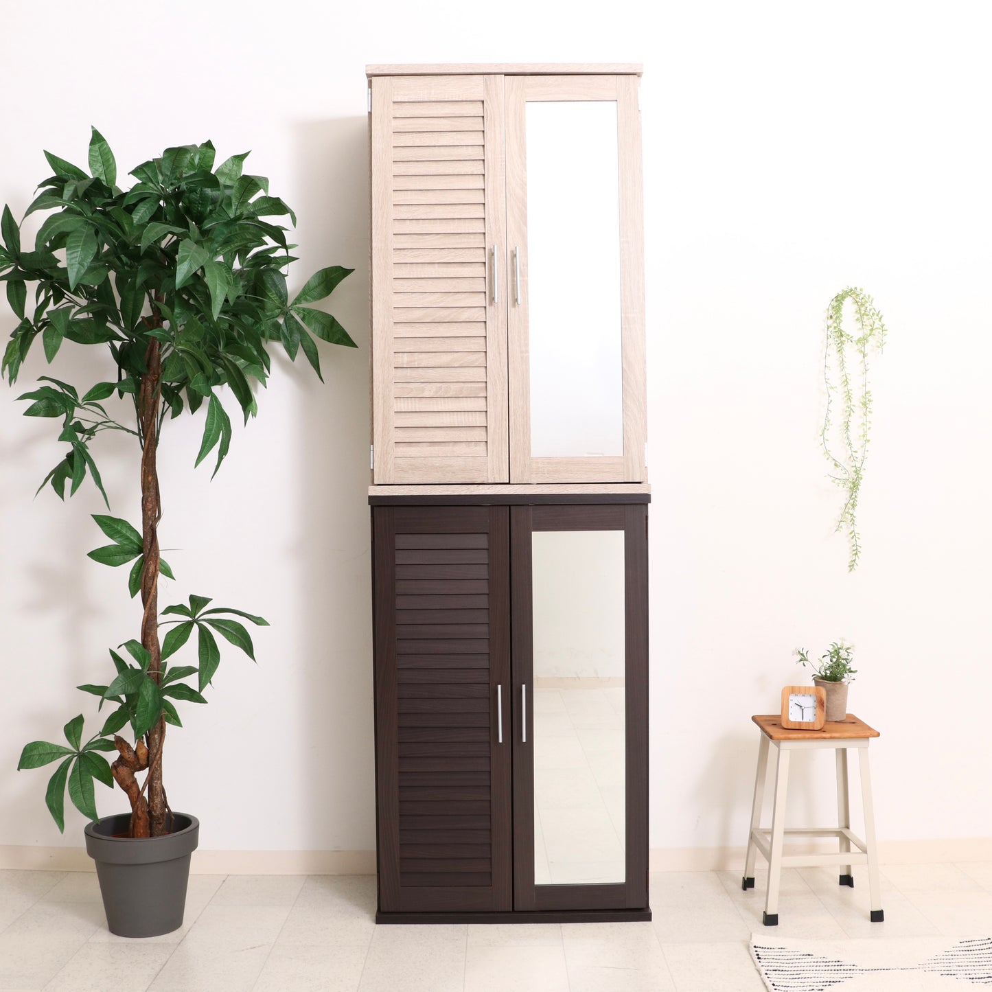 ミラー付きルーバーシューズボックス