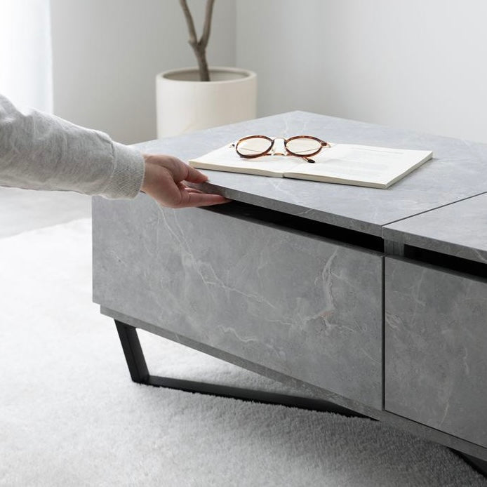 [幅90cm]昇降式引き出し付きセンターテーブル