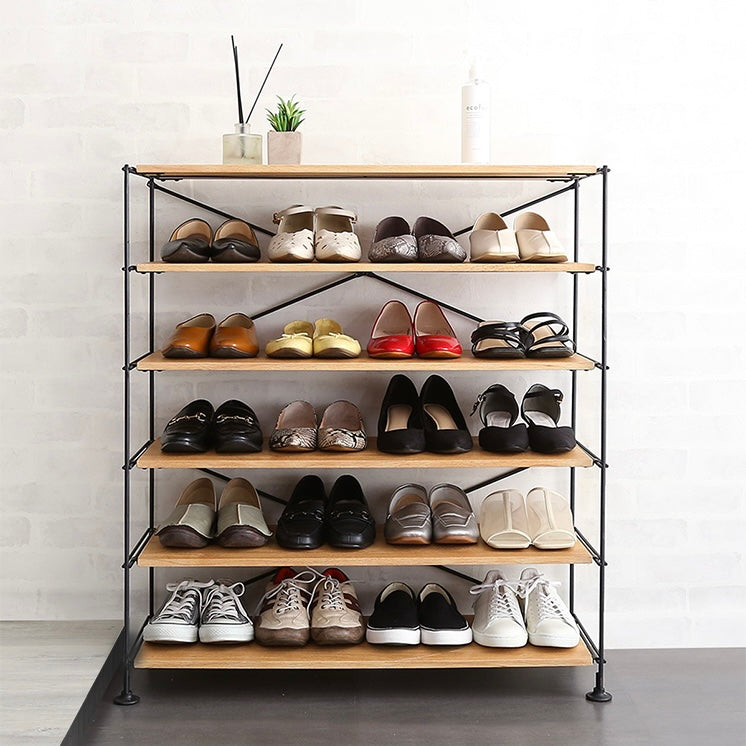 木目調シューズラック6段