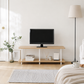 ライトウッドと白の金属製二段棚付き組立式リビングボードのroomnhomeテレビ台