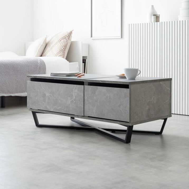 [幅90cm]昇降式引き出し付きセンターテーブル