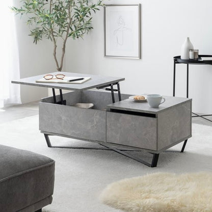 [幅90cm]昇降式引き出し付きセンターテーブル