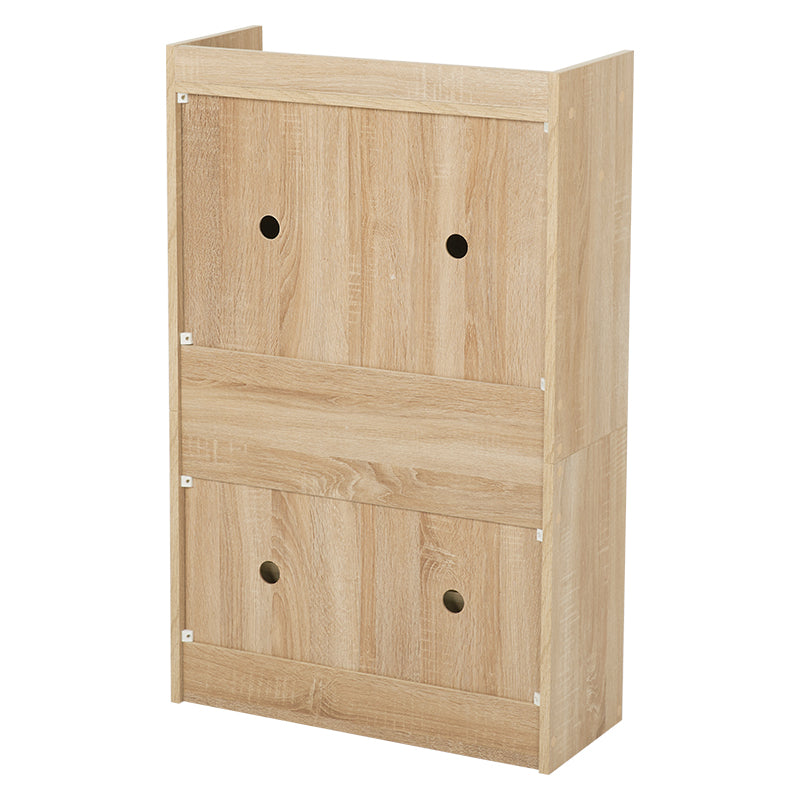 ナチュラルのフラップ扉式シューズケースの裏側