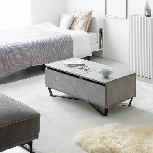 [幅90cm]昇降式引き出し付きセンターテーブル