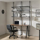 Black metal adjustable shelving unit with modern industrial design by roomnhome エルパ突っ張りカスタムシェルフ