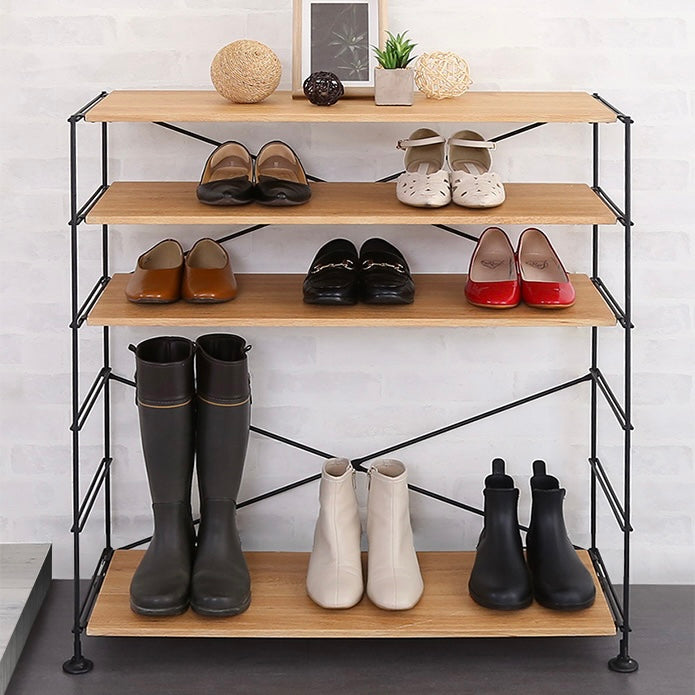 木目調シューズラック6段