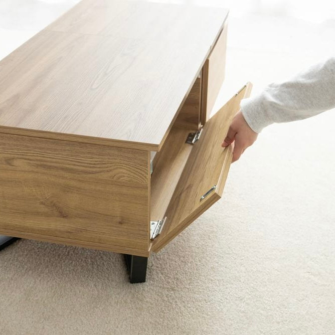 [幅90cm]昇降式引き出し付きセンターテーブル