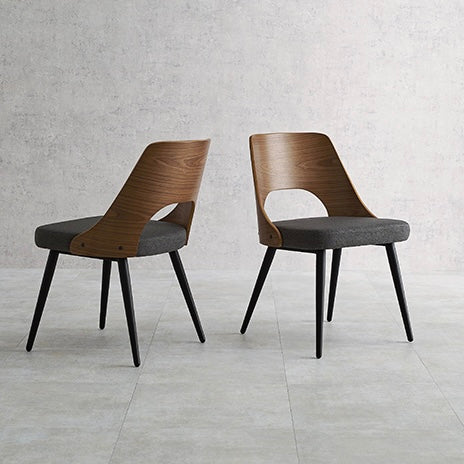 [2脚SET]美フォルム異素材ダイニングチェア