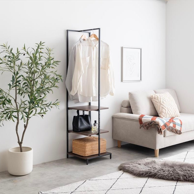 [幅40cm]棚付きスリムハンガーラック