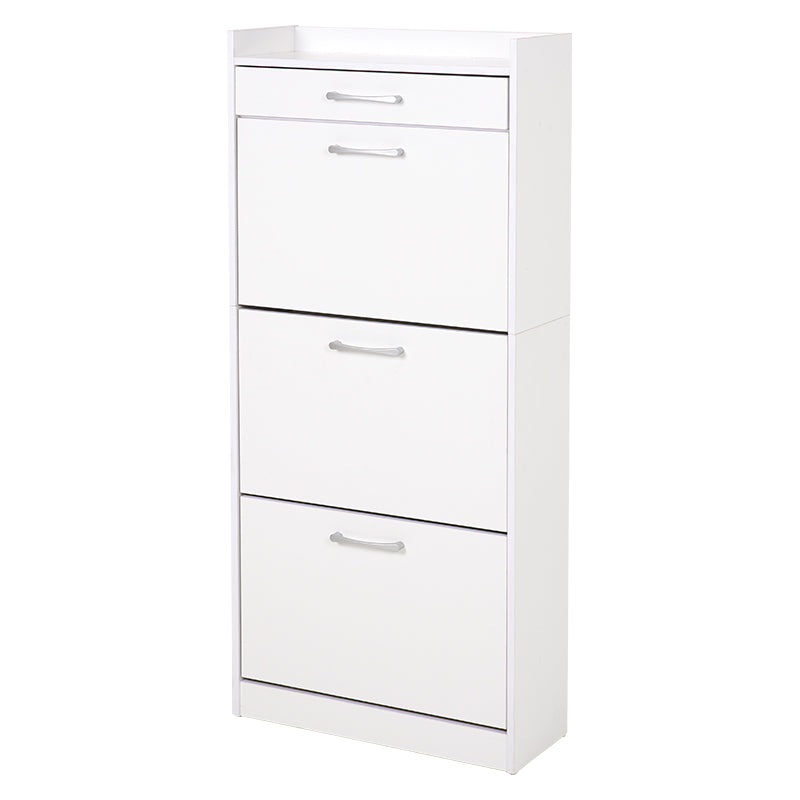 ホワイトのフラップ扉式シューズケース