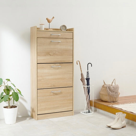 ナチュラルのフラップ扉式シューズケース