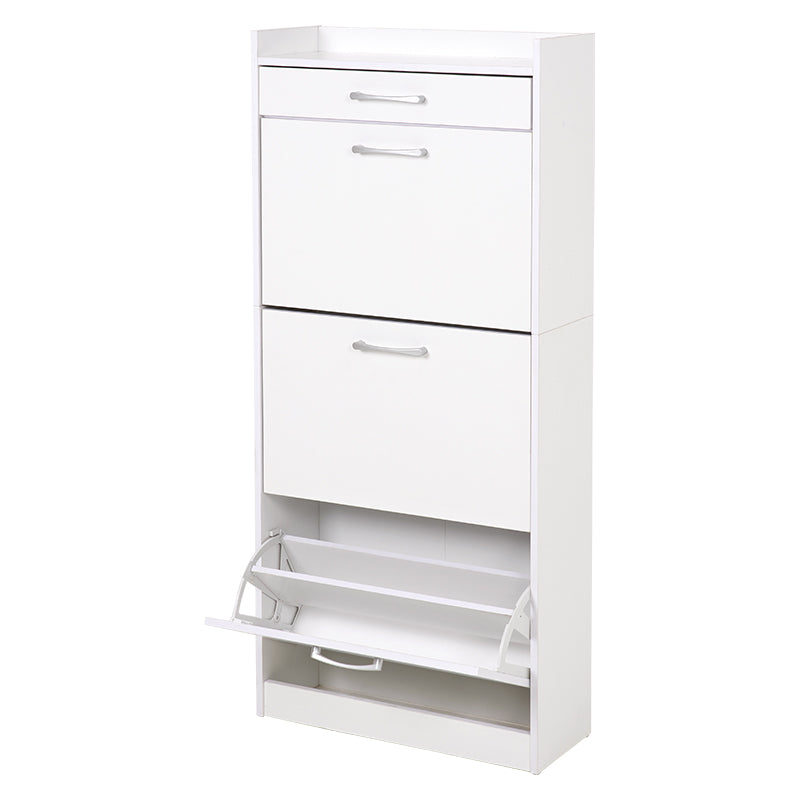 ホワイトのフラップ扉式シューズケース