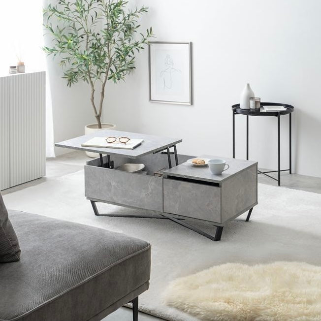 [幅90cm]昇降式引き出し付きセンターテーブル