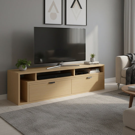 木目調の伸縮式のテレビボード