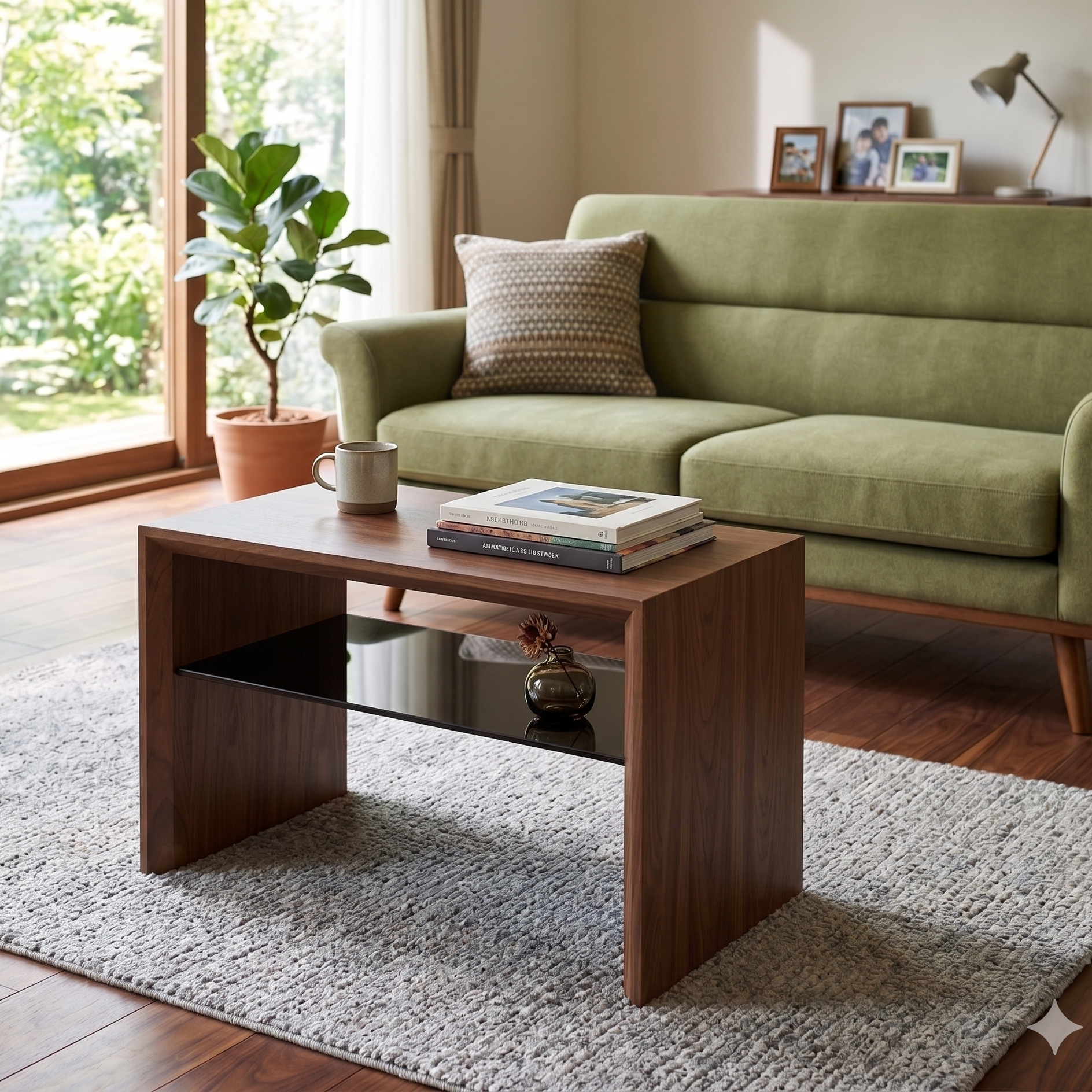 ガラス棚がついた2wayで使用できるサイドテーブル