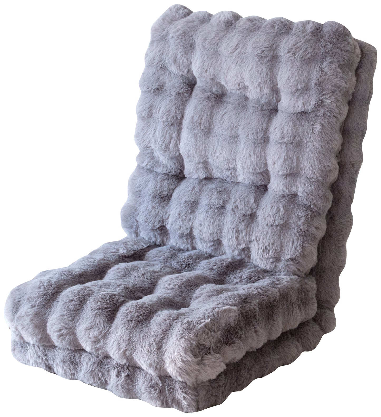 ふわとろ3way座椅子グレーを白抜き正面で写している様子