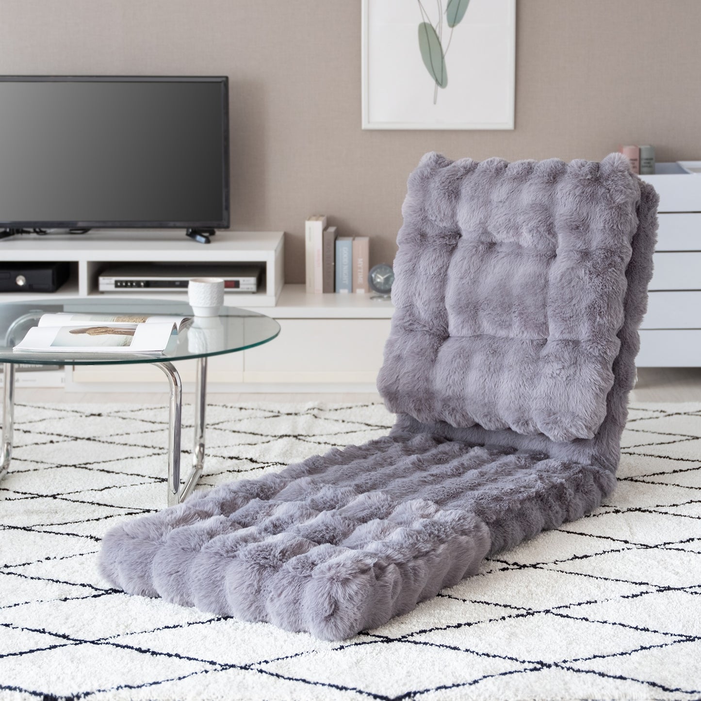 ふわとろ3way座椅子グレーを正面から写している様子