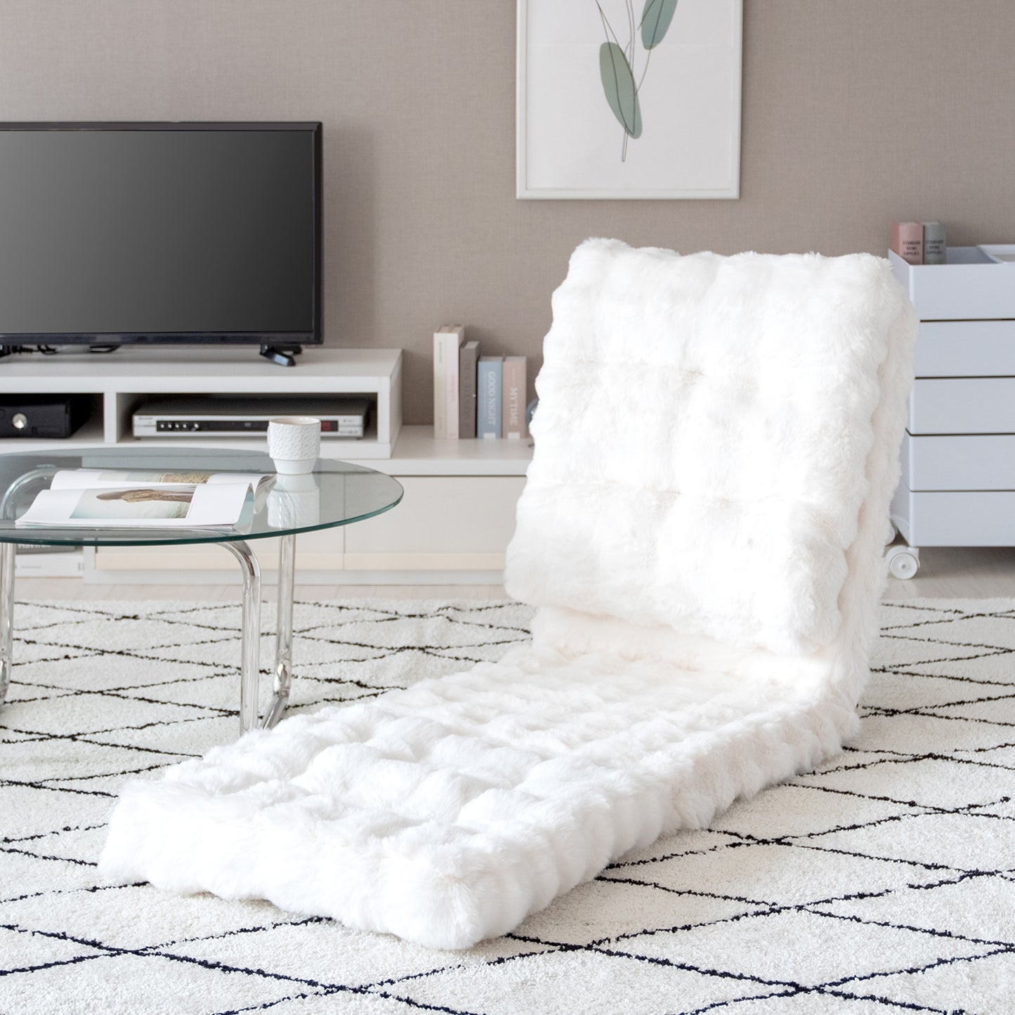 ふわとろ3way座椅子ホワイトを正面から写している様子