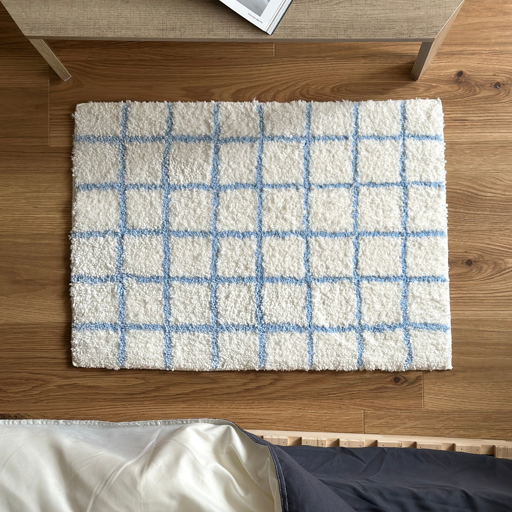 ブルー グラフチェック ラグ 楽天市場】ブルー グラフチェック ラグ 100×150cm / 150×200cm